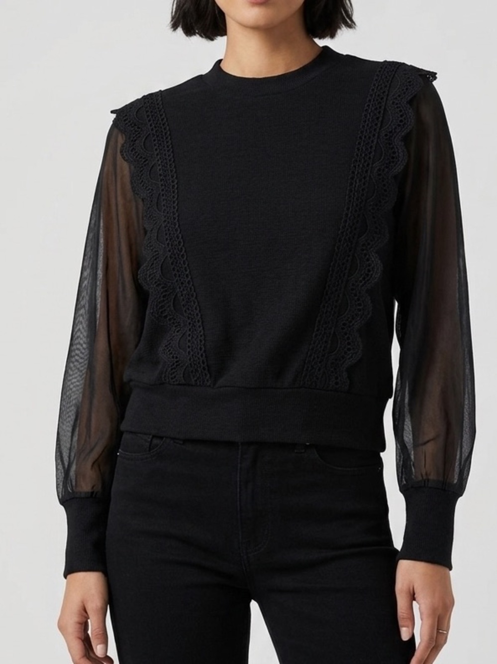 Sugarlips Mixed Lace Sweatshirt